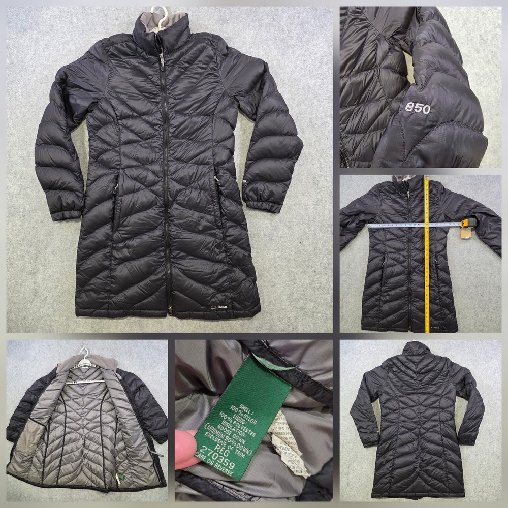 LL Bean Stowaway Coat Womens M Ultralight 850 Down Puffer Long Packable Jacket